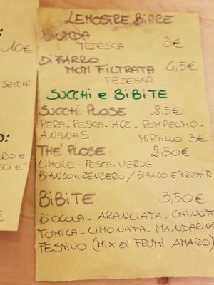 Daily menu (2017) at Bottega Vegana in Modena