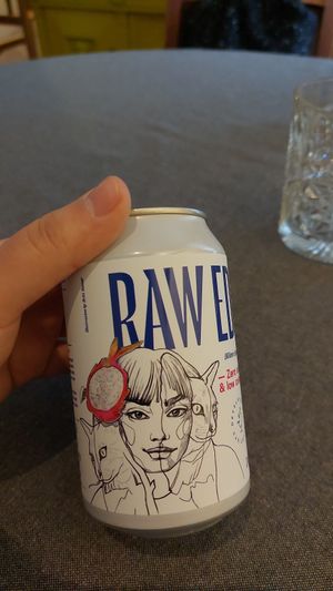 Carrot and dragonfruit fizzy low calorie drink at Kuusk Hernesto in Tallinn