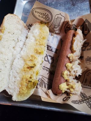 Removed the sausage cause the bun has dairy at New York New York - BeerHaus in Las Vegas