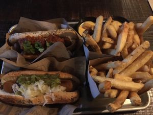 Both vegan hot dogs  at New York New York - BeerHaus in Las Vegas