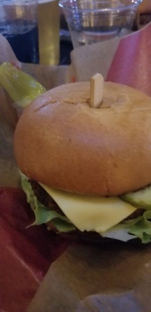 Vegan impossible burger with vegan cheese! at New York New York - BeerHaus in Las Vegas