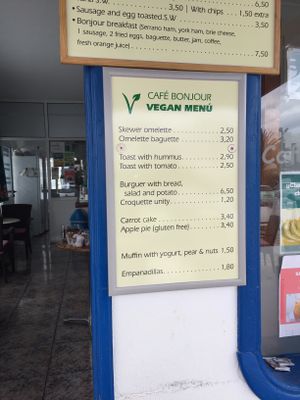 The menu at Cafe Bonjour in Lanzarote