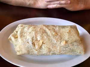 Cali burrito - Could’ve been wrapped better but tasted good!  at Pancho's Vegan Cantina in Las Vegas