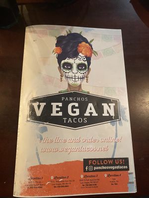 Menu  at Pancho's Vegan Cantina in Las Vegas
