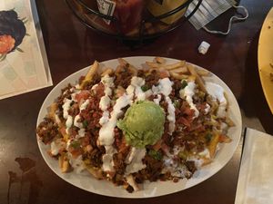 Loaded fries (very good)  at Pancho's Vegan Cantina in Las Vegas