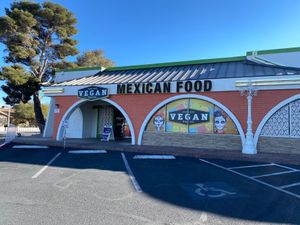 parking lot view at Pancho's Vegan Cantina in Las Vegas