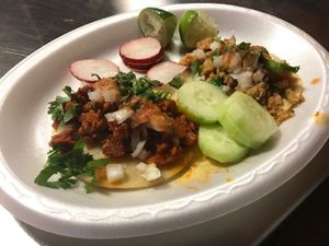 Asada &I also pastor tacos at Pancho's Vegan Cantina in Las Vegas