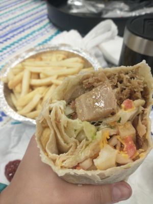 california burrito, with shredded jack at Pancho's Vegan Cantina in Las Vegas