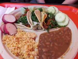 3 taco combo plate at Pancho's Vegan Cantina in Las Vegas