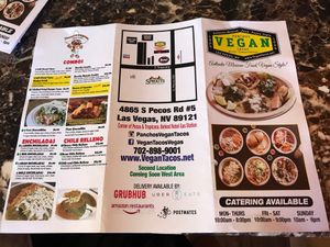 other side of menu at Pancho's Vegan Cantina in Las Vegas