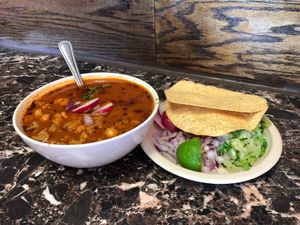 Red posole at Pancho's Vegan Cantina in Las Vegas