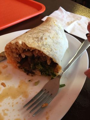 Half a mushroom classic burrito at Pancho's Vegan Cantina in Las Vegas