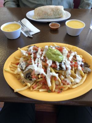 Supreme Fries Mushrooms and Burrito Friday!! It was delicious!!  at Pancho's Vegan Cantina in Las Vegas