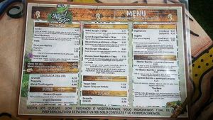 The menu a la carte at Natural Spice in Panama City