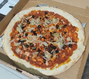 Vegan pizza at Natural Spice in Panama City