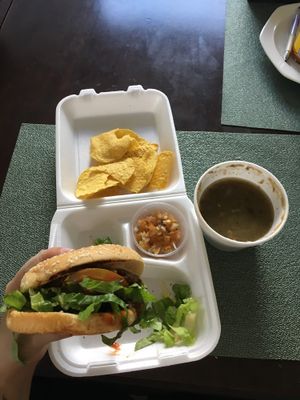 Dilvery , hamburger and chips at Natural Spice in Panama City