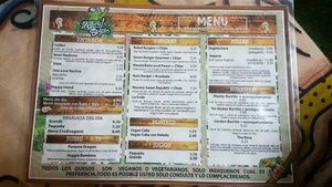 Menu at Natural Spice in Panama City