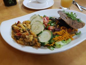 Raw plate (with delicious plantain salad) at Natural Spice in Panama City