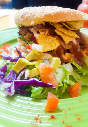 Huge burger at Natural Spice in Panama City