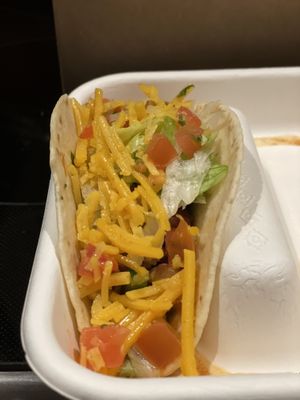 Soft taco with vegan Hungry Planet meat and vegan cheese.  at Session Taco - Lafayette Ave in St Louis