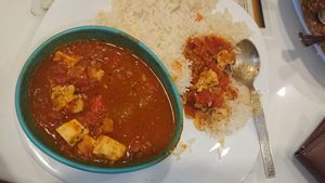 Bland, watery 'tofu curry'  at 1o9 Cafe in Udaipur