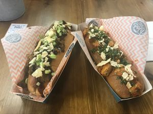 Duck and tikka hot dogs.  at Not Dogs in Birmingham