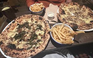 Dalla terra + sandy b + fries (all vegan)  at Sandbar in Manchester