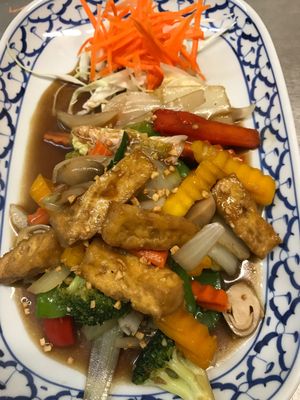 Oyster sauce mixed veggies and tofu at Pattaya Thai in Hamilton