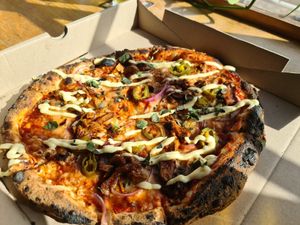 BBQ chicken pizza at Red Sparrow Pizza in Collingwood