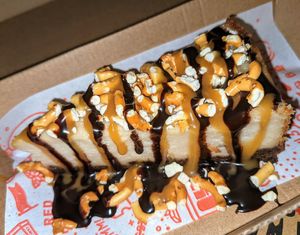 Salted caramel pretzel cheesecake at Red Sparrow Pizza in Collingwood