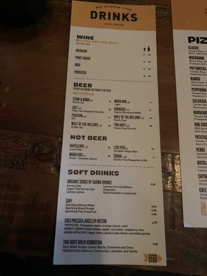 New drinks menu. Sadly only 4 wine choices by the glass now.  at Red Sparrow Pizza in Collingwood