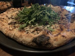 Mushroom with chilli flakes, chilli oil. The best!!  at Red Sparrow Pizza in Collingwood