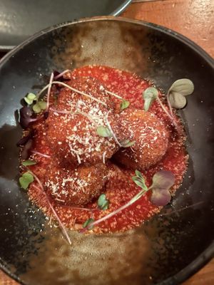 Arancini balls  at Red Sparrow Pizza in Collingwood