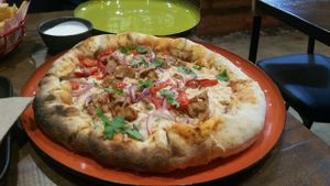 BBQ Chicken stuffed crust pizza at Red Sparrow Pizza in Collingwood