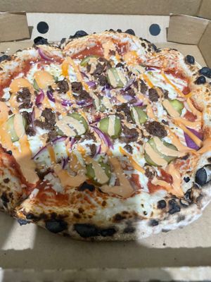 Cheeseburger pizza. One of their best IMO at Red Sparrow Pizza in Collingwood