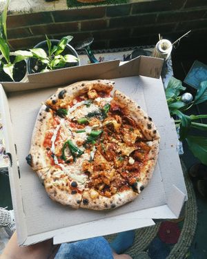 Left : Buffalo tofu. Right: Patatas Bravas at Red Sparrow Pizza in Collingwood