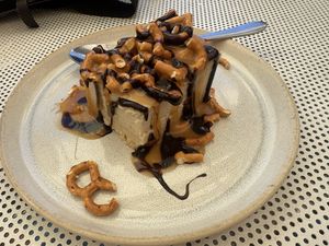 😍 Salted pretzel caramel cheesecake   at Red Sparrow Pizza in Fitzroy