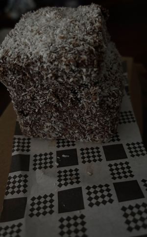 Tiramisu lamington - incredible   at Red Sparrow Pizza in Fitzroy