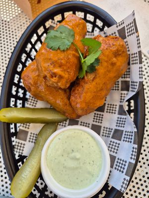 Pineapple chipotle lime not wings $17: amazing texture, can taste the chipotle, but not the pineapple or lime at Red Sparrow Pizza in Fitzroy