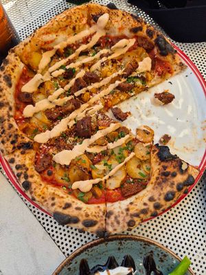 Potato braves (potato slices, chorizo+siracha mayo)$29?: good, mostly siracha mayo taste  at Red Sparrow Pizza in Fitzroy