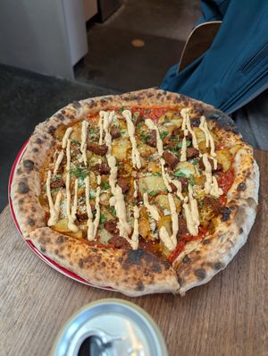 Pizza patatas bravas at Red Sparrow Pizza in Fitzroy