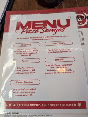 Menu at Red Sparrow Pizza in Fitzroy