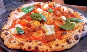 Classic pizza with pepperoni at Red Sparrow Pizza in Collingwood