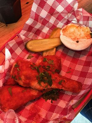 Buffalo-style chick'n drumsticks at Red Sparrow Pizza in Collingwood