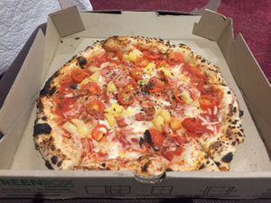 Hawaiian with added tomato. 15/10 good.  at Red Sparrow Pizza in Collingwood