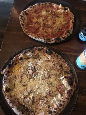 Hawaiian Pizza and Mushroom Pizza at Red Sparrow Pizza in Collingwood