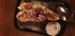 Banofee cheesecake with cream at Red Sparrow Pizza in Collingwood