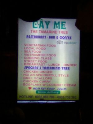 Sign outside at Cay Me - Tamarind Tree in Da Nang