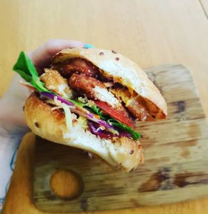 Schnity burger  at The Cake Collective in Moonee Ponds