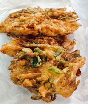 Veggie fritter very good at Zhen Xiang Vegetarian in North Singapore